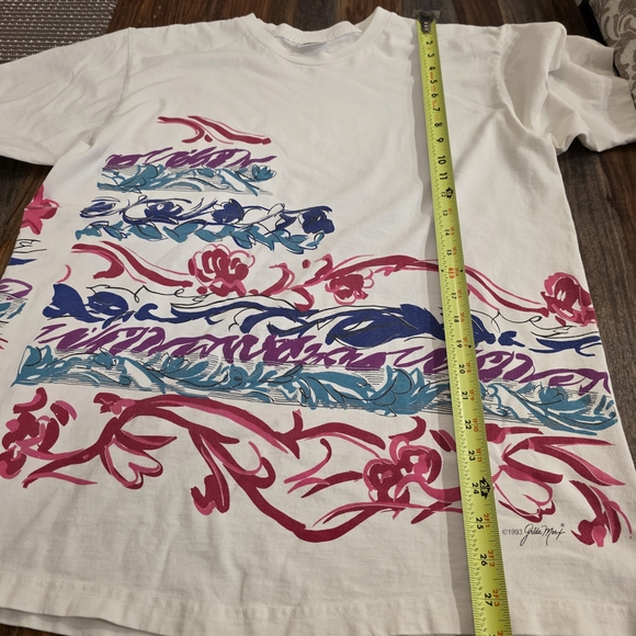 1993 Gilda Marx Vintage Floral Graphic Men's Tee - White and Multicolor - Picture 7 of 8